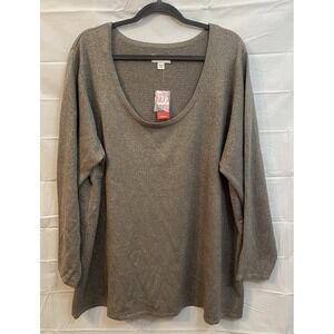 NWT Avenue Long Sleeve Metallic Sweater Gray Silver Size 5X 26/28